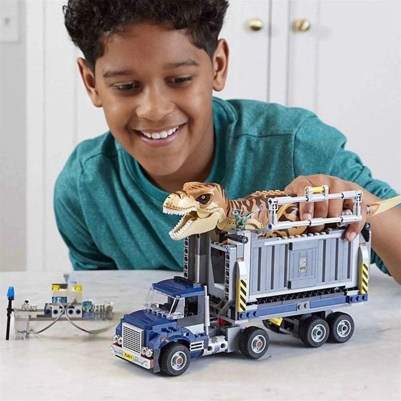 Série Hraček Dinosauři Tyrannosaurus Transporter 75933 Stavebnice Sestavený Chlapec Dětský Hračka Model Dárek