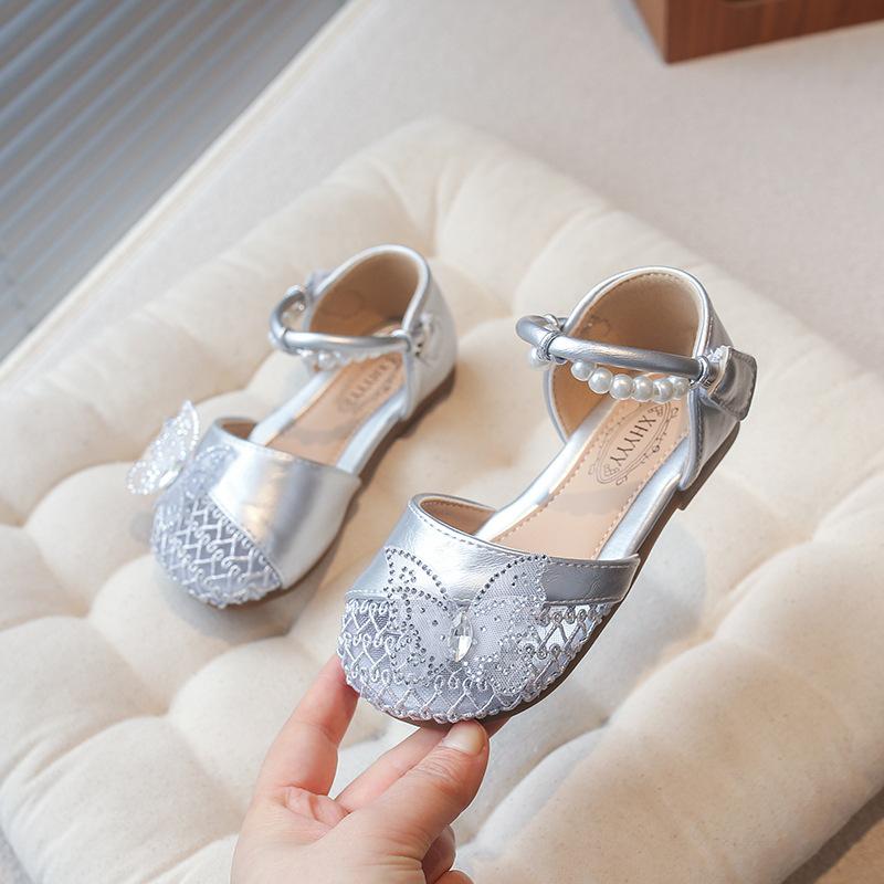 Girls Bag Head Sandals Summer New Children's Soft Sole Non-slip Little Girl Pearl Bow Princess Shoes