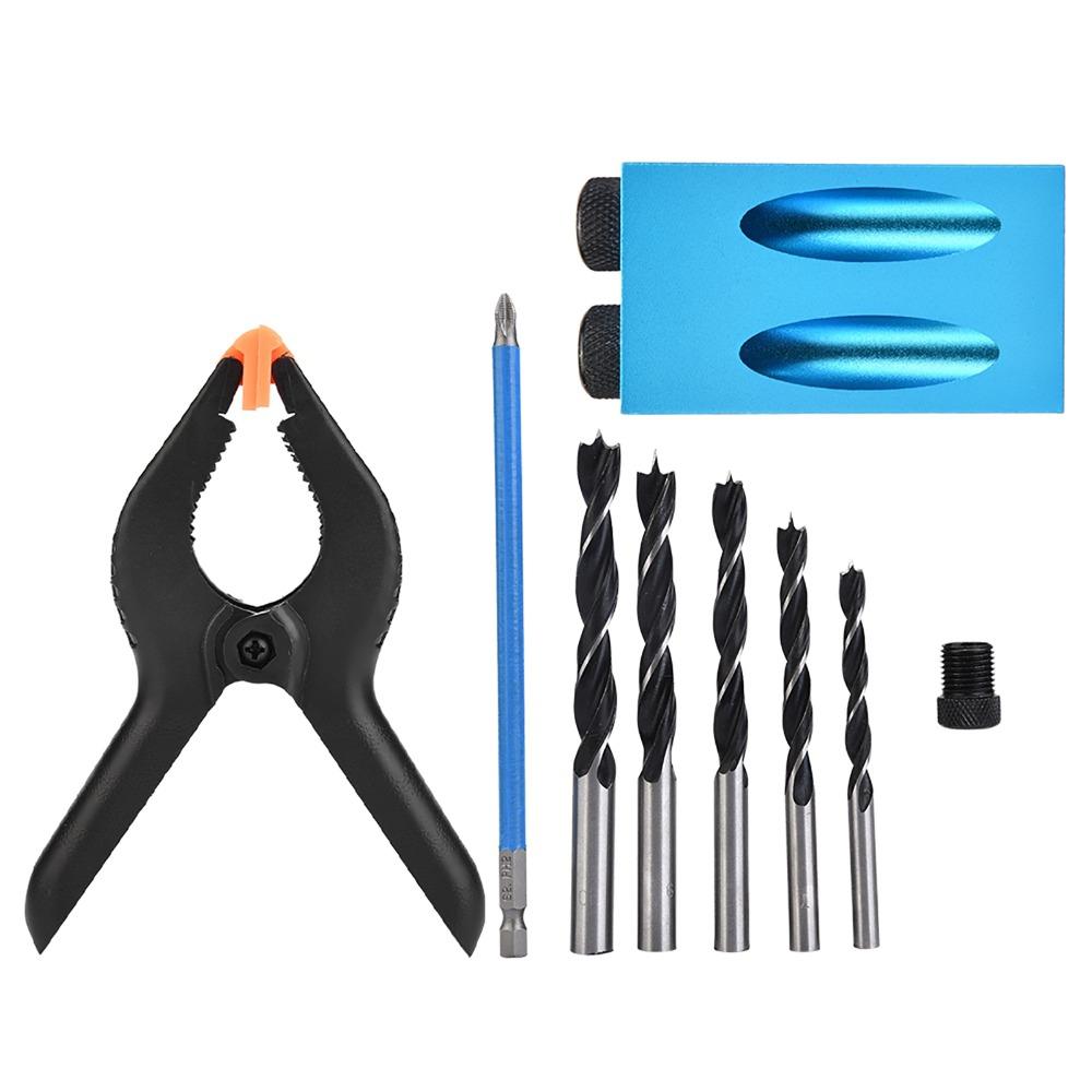 34pcs 15° Drilling Angle Pocket Hole Jig Kit Oblique Drill Positioner For Carpenters