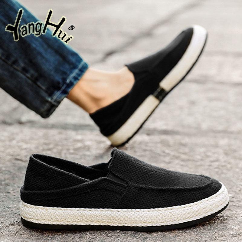 Casual Canvas Flat Bottom Comfortable Breathable Shoes for Men 2024 New Fashion Simple Solid Color Anti-slip Cloth Shoes Summer