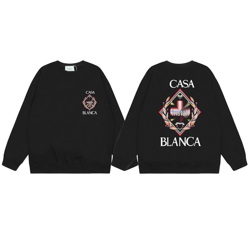 CASABLANCA Unisex Letter Print Terry Sweatshirt, New Style Round Neck