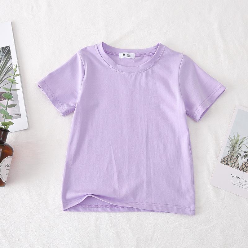Candy Color T Summer New Boys' Basic Solid Color Top, Girls' Baby Versatile Half Sleeved Cotton T-shirt