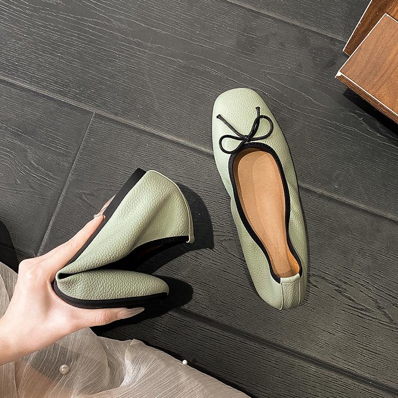 Gentle Temperament, Small Fragrant Style, New Egg Roll Shoes for Women with Soft Soles, Shallow Mouth, Round Head, Small Doudou Single Shoes