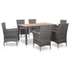 VidaXL Garden Dining Furniture 7pcs and Cushions Wicker Resin Grey