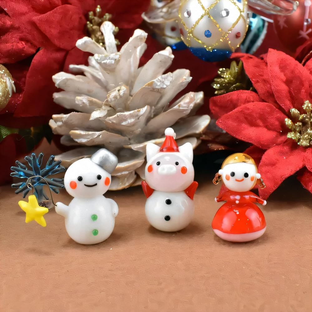 Four Cart Cute Handmade Glass Cosplay Snow Pig