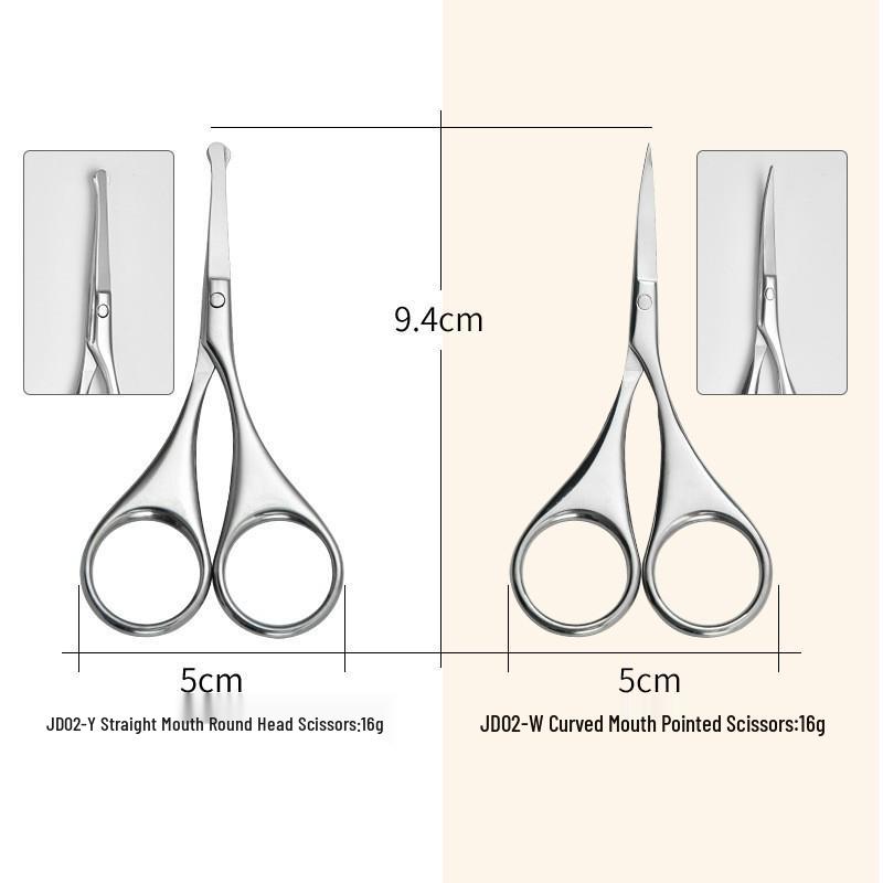 Curved Tip Stainless Steel Mini Eyebrow & Nose Hair Scissors - Compact Makeup Trimming Tool