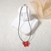 Korean Version of Simple and Fashionable Jelly Red Inlaid Zircon Resin Butterfly Pendant Necklace Versatile Daily Wear Women's Models