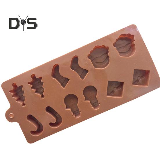 Forma na čokoládu nepřilnavá silikonová forma na pečení s vánočními prvky
