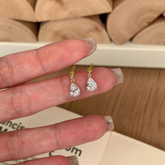 1 Par de Pendientes de Botón Circonita Cúbica Brillante Corte pera Pendientes de Botón Pendientes Adelgazantes para la Cara Joyería Regalo