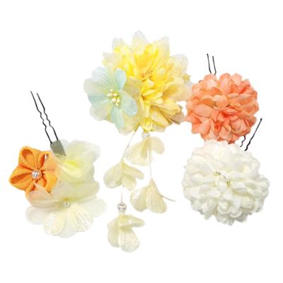 Baramoly Hair Hair Japanese Preserved Flower Fireworks Cute Hair Yellow Ornament, Accessory, Clothing, Kimono, Yukata, Ornament, Tsumami-zaiku,
