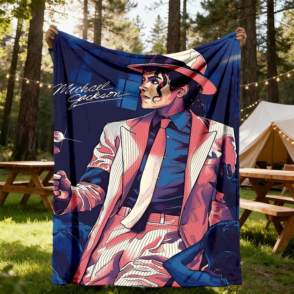 1pc Michael Jackson Outdoor Blanket Lightweight Flannel, Soft & Warm, All-Season Use for Sofa, Outdoor, Camping, Living Room, Office076