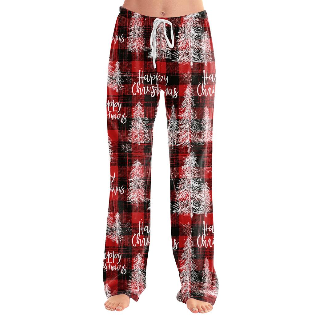 Women's Casual Christmas Print Loose Fit Pajama Pants for Home Sleepwear