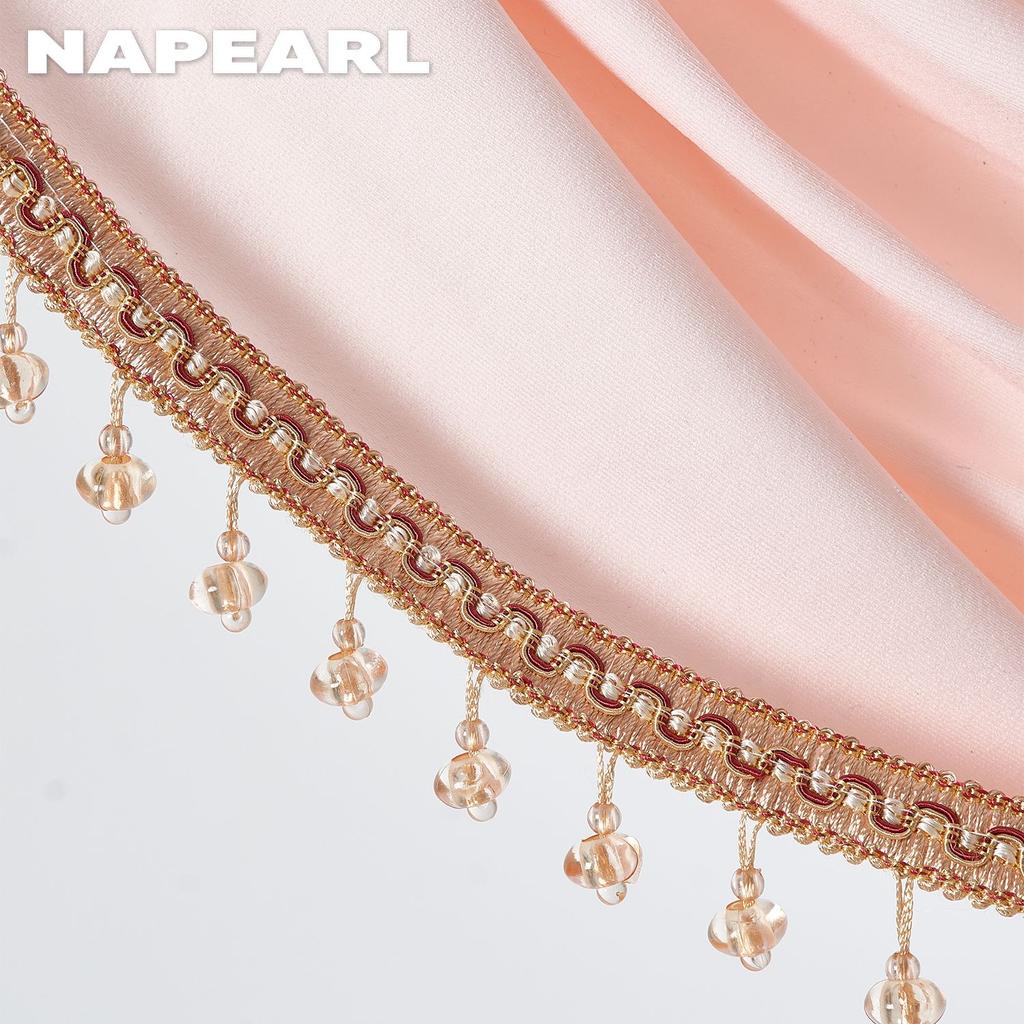 1 STK NAPEARL European Luxury Ensfarget Blondestrimmet gardinhode for småvindudekor 70x42cm
