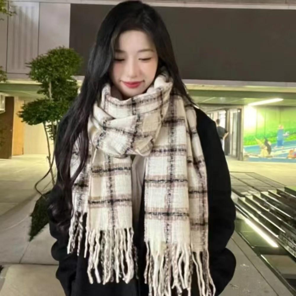 Plaid Pattern Neck Warmer Faux Cashmere Winter Scarf New Women's Scarf  Fall Winter Wear