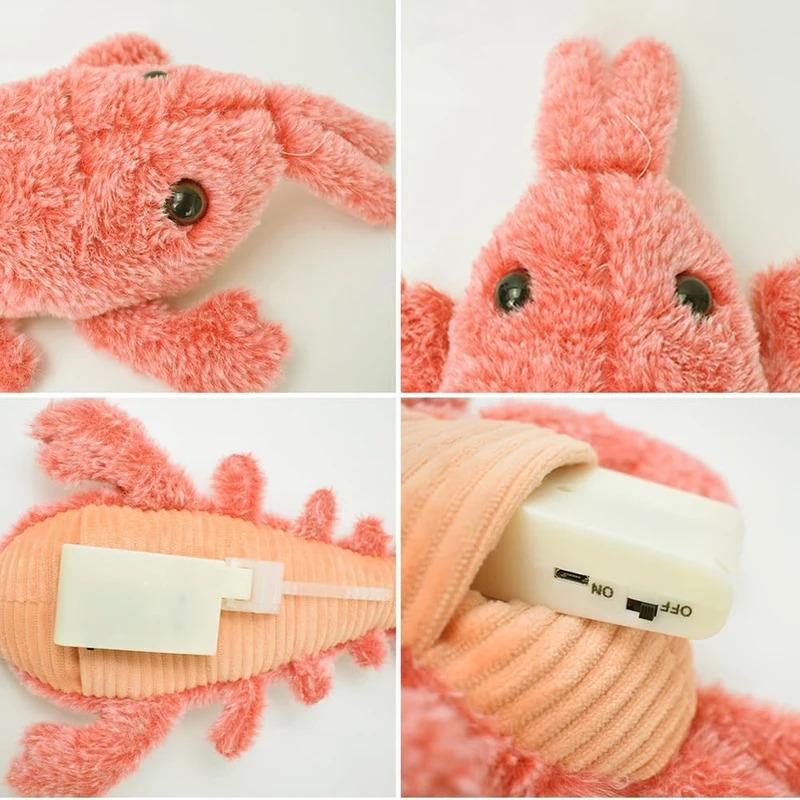 Interactive Electric Moving Cat Toy with Jumping Lobster and Shrimp Simulation Plush for Cats Dogs Interactive Pet Toys