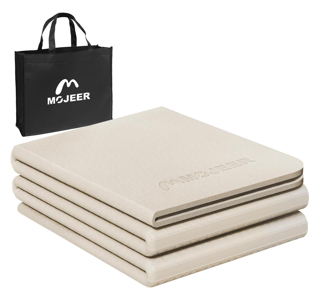 MOJEER Folding Yoga Wide Training Stretching Lightweight TPE 183 X 61 X Travel Yoga Mat with Carrying Bag Mat, 6mm, Mat, Mat, Material, 0.6cm,