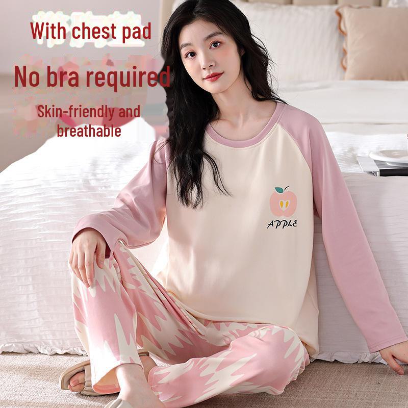 Women's Long-Sleeve Padded Pajamas, Cute Cartoon Style, Large-Size, Spring & Autumn Homewear, 2024 New Collection.
