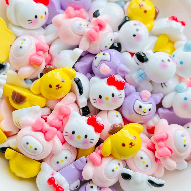 20 Pcs New Kawaii Cartoon Kitten, Puppy, Rabbit Resin Flat Back Scrapbook Figurine Diy Bow Decor Accessories Crafts A14