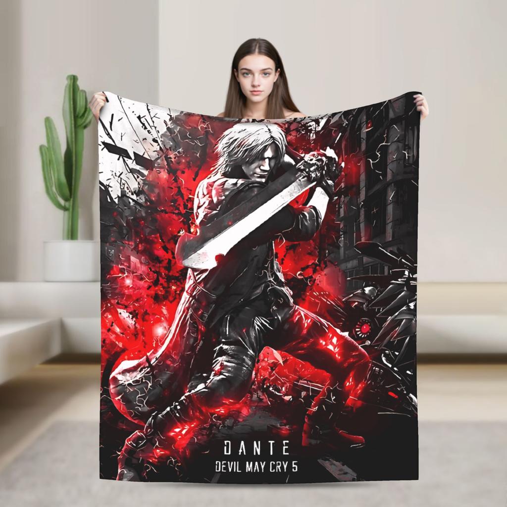 Devil May Cry 5 Dante Blanket  Airplane Travel Flannel Bedding Throws For Living Room Super Soft Design Quality Bedspread