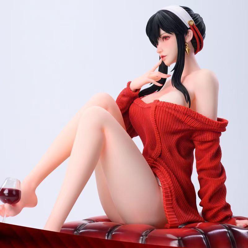 Spy x Family Tipsy Yor Forger Figure 1/4 Scale GK Statue Red Sweater Wine Glass Collectible Model Toy for Anime fans' favorite