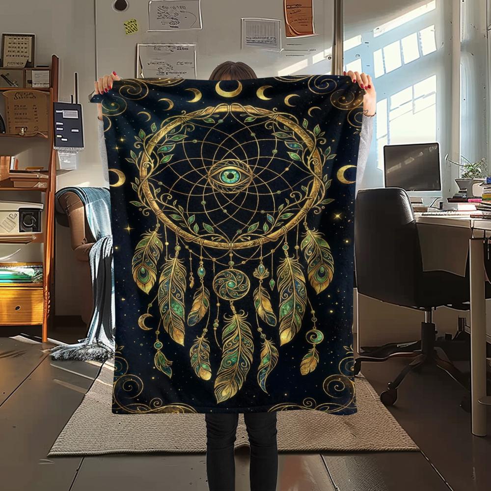 1Pc Dreamcatcher Print Flannel Blanket, High Quality Comfortable for All Seasons, Home Decor, Warmth and Comfort, Perfect for Christmas Gifts W92