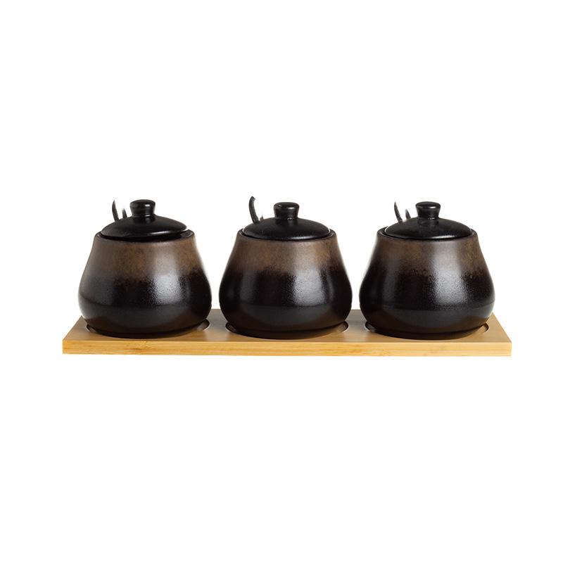 Ceramic Seasoning Jar Set Spice Jar Seasoning Bottle Salt Shaker Spice Container Seasonings Box Kitchen Organizer Storage Jar