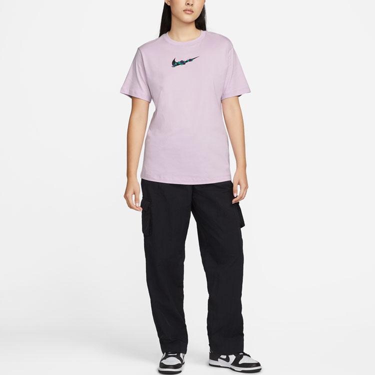 New Nike Drop Shoulder Sleeve T Shirt Women's Pink Purple DN5887-530