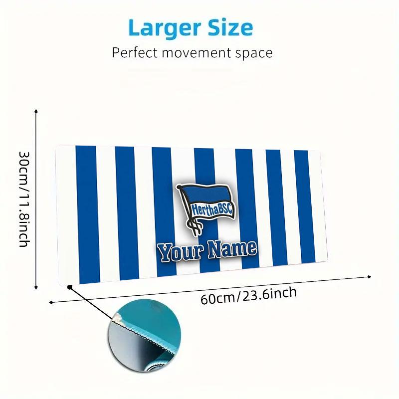 Hertha BSC Benutzerdefinierter Name Große Größe Mauspads Große Gaming Tischunterlage Rutschfest Laptop Tablet Großes Mauspads XXL Matte Mini-PC Spielmatte Mit Verriegeltem Rand