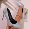 Fashion Luxury Bling Thin Heels Women's Pumps Summer 2025 Fashion Bow Pointed Toe Weeding Ladies Pumps Shoes Solid High Heel Woman