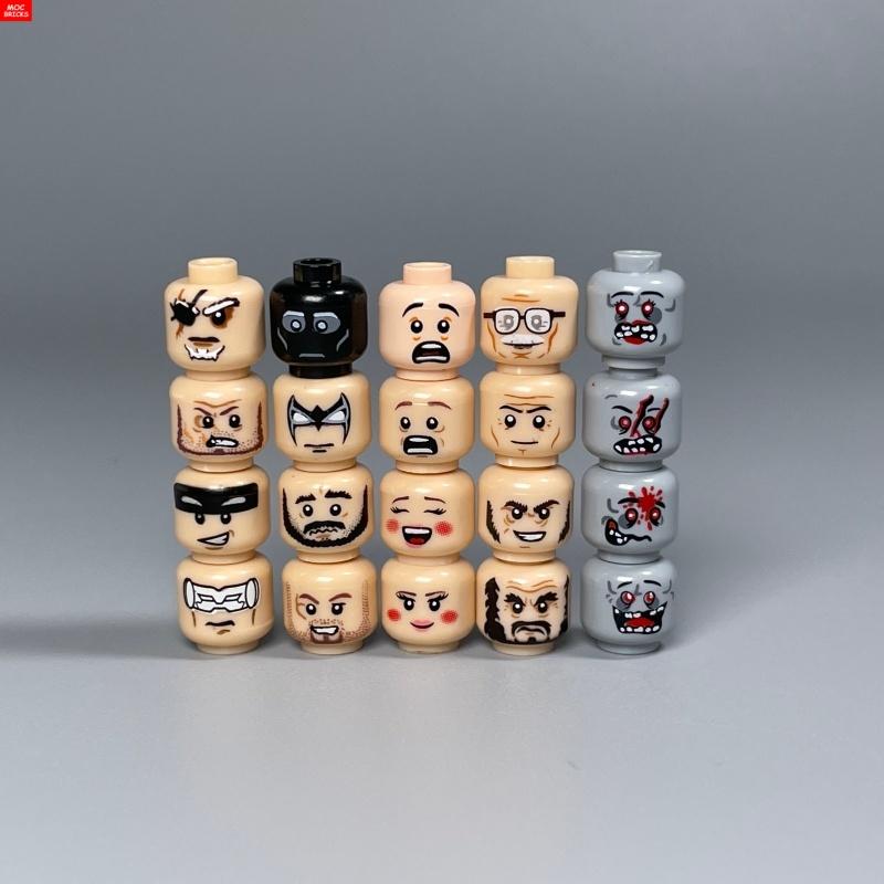 MOC Bricks Hollow Flesh Face Expression Head For 4cm Figure DIY Educational Building Blocks Toys For Children Gifts