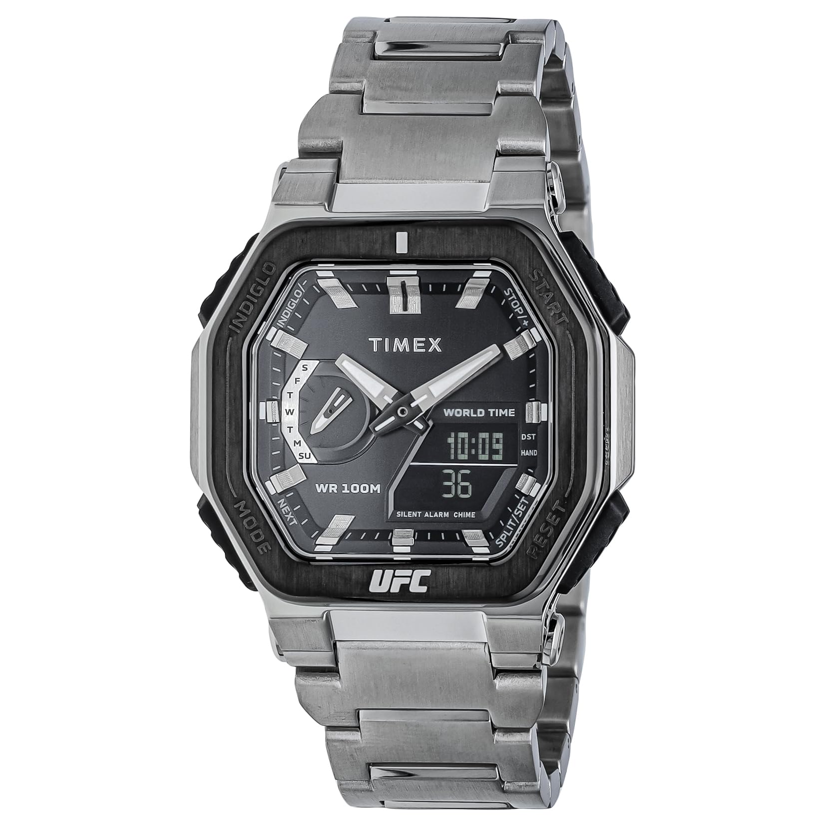 

[TIMEX] Watch UFC Colossus Black Dial Quartz 100M Waterproof Mineral Glass 45.5mm TW2V84600 Men s Silver