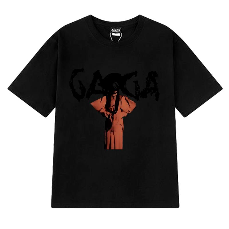 2025 New in Lady Gaga Orange Pose Graphic T shirt Men Women vintage Hip Hop streetwear Unisex 100% Cotton short sleeve T-shirts