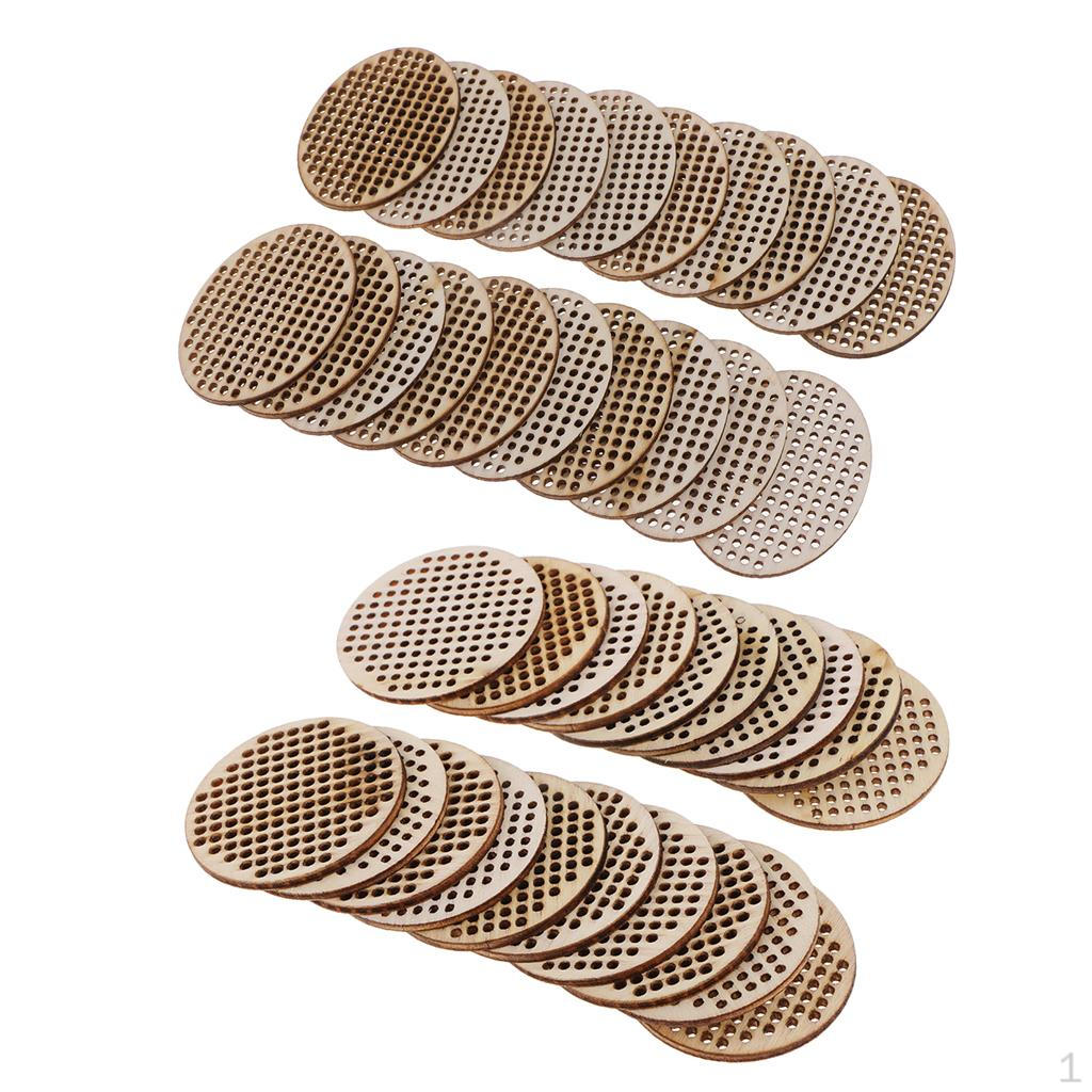 

40x Wooden Pendants Natural DIY Stitch Decoration Craft