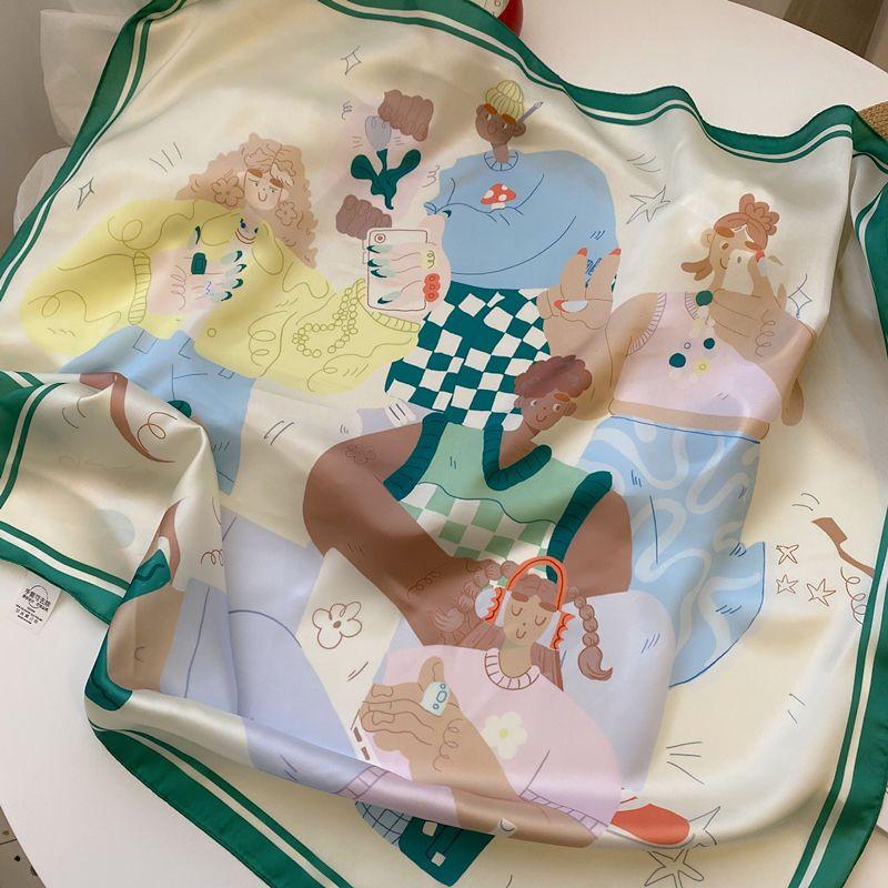 Premium Square Silk Scarf for Women: Original Design with High-transparency Tech Elegant Texture Decorative Neck Scarf & Headscarf
