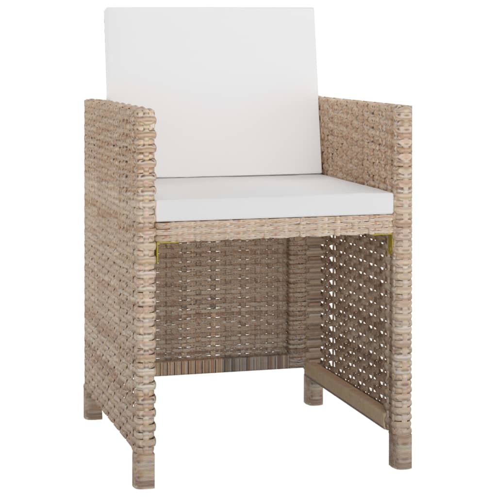 5 Piece Garden Dining Set with Cushions Poly Rattan Beige