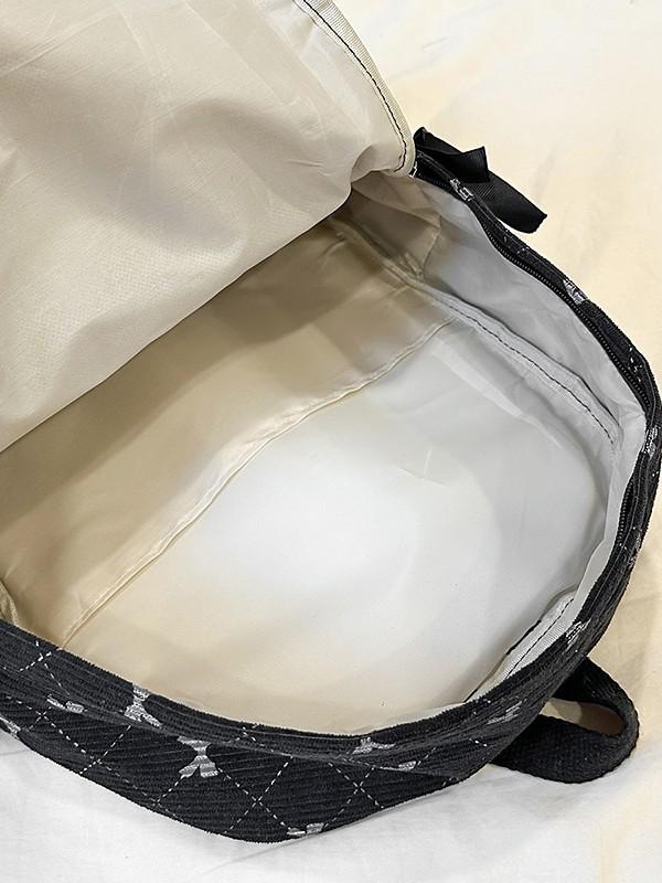 Versatile Corduroy Butterfly Print Backpack - Lightweight, Simple, Casual Design for Students