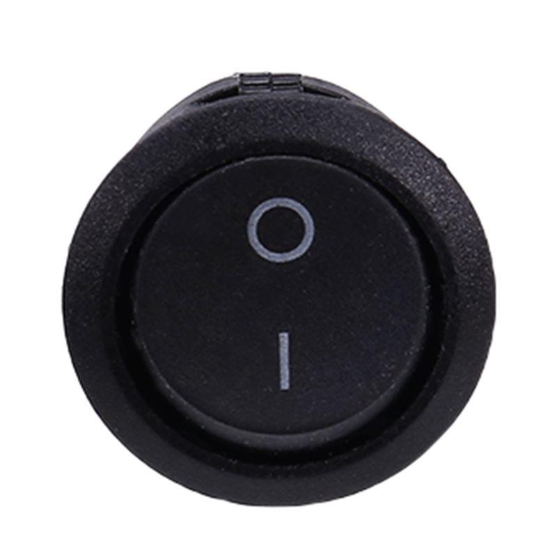 WON 100PCS Round Rocker Power Switch 6A 250V AC 2Pin 2Position ON/Off Power Boat Switches SPST Black Button Mini Round Black