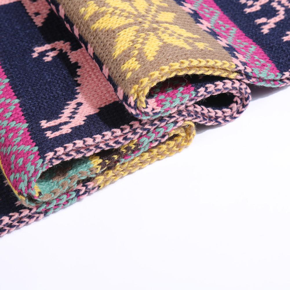 Fashion Christmas Pattern Elk Woolen Scarf Delicate Knitting Warm Scarves for Fall Winter