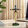 Crucifix Statue 7.2 Inches Catholic Sculpture Resin Tabletop Home Decor for Church Living Room Bedroom Entryway Bookshelf