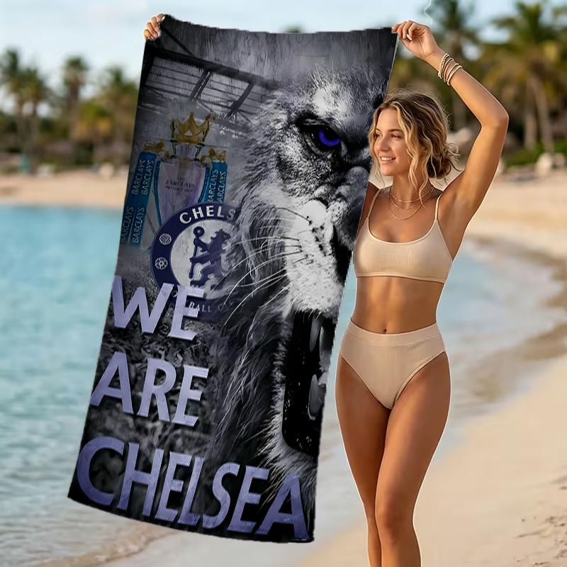 Beach Towel with Chelsea FC Logo Pattern - Soft,absorbent,machine Washable Lightweight&Modern,swimming,Travel Essentials