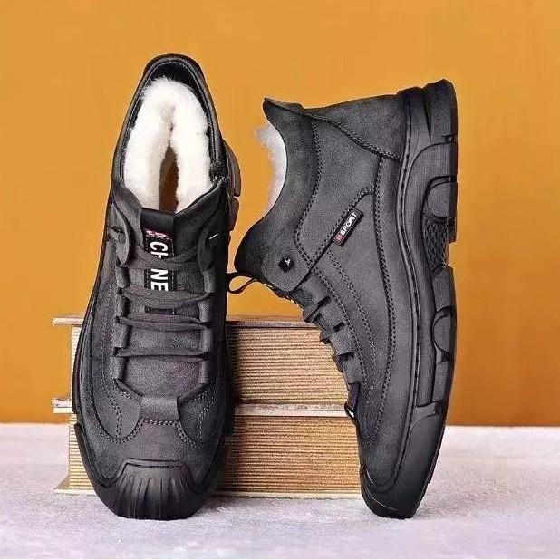 Winter new cotton boots velvet warm leather snow boots thickened large cotton boots men's high-top men's sports cotton shoes