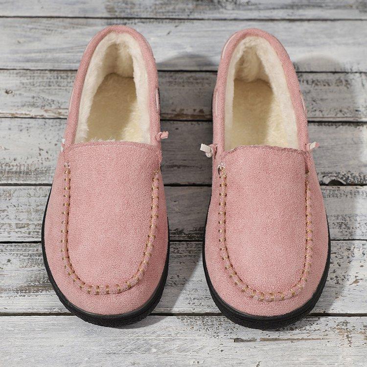 Shoes for Women 2024 Slip-on Women's Flats Fashion Solid Casual Flat Round Toe Light Loafers Women's Fleece Shoes Zapatos Mujer