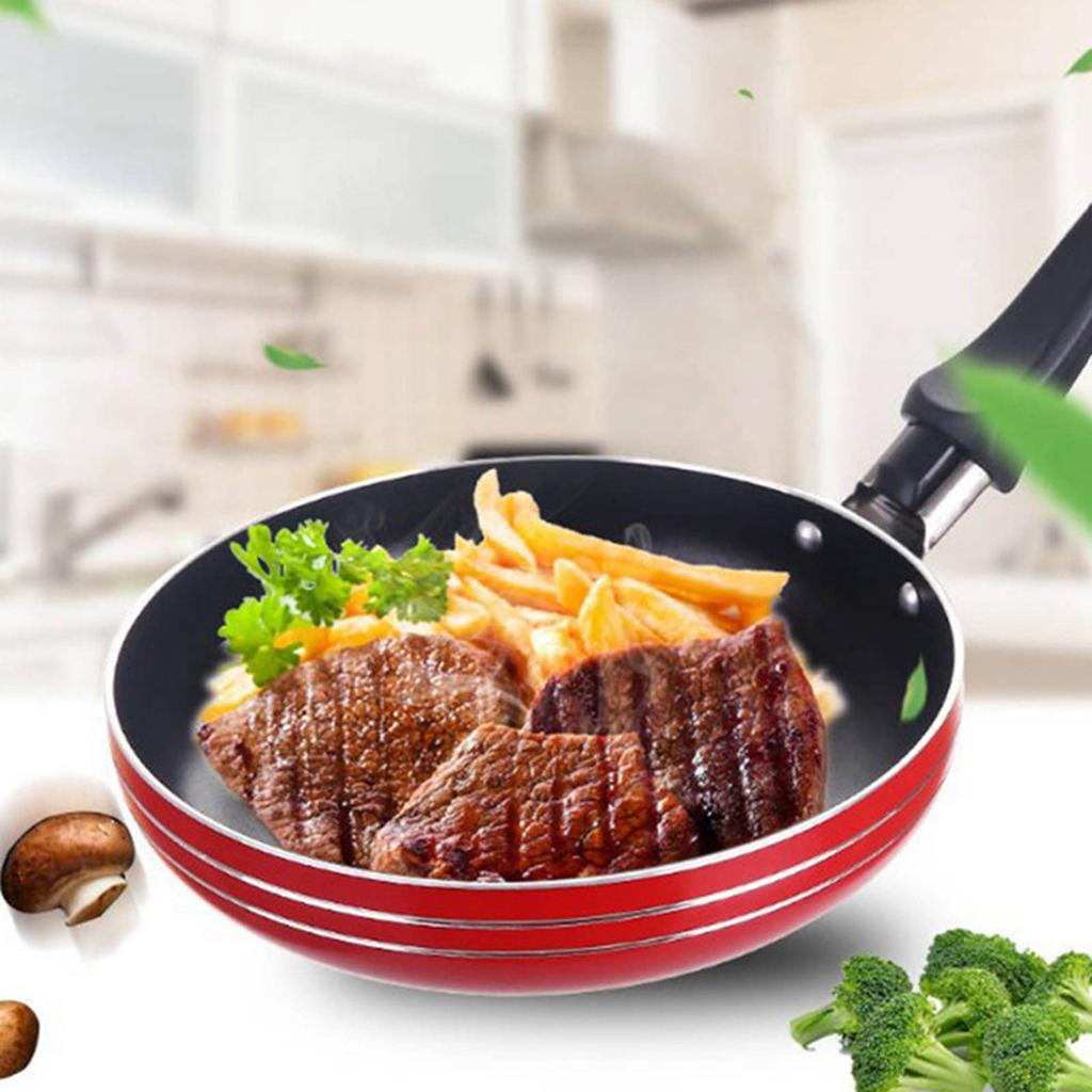 1 Pcs 12cm/14cm/16cm Frying Pan Non-Stick Stainless Steel Frypan Pot Saucepan Random Color Kitchen Cookware