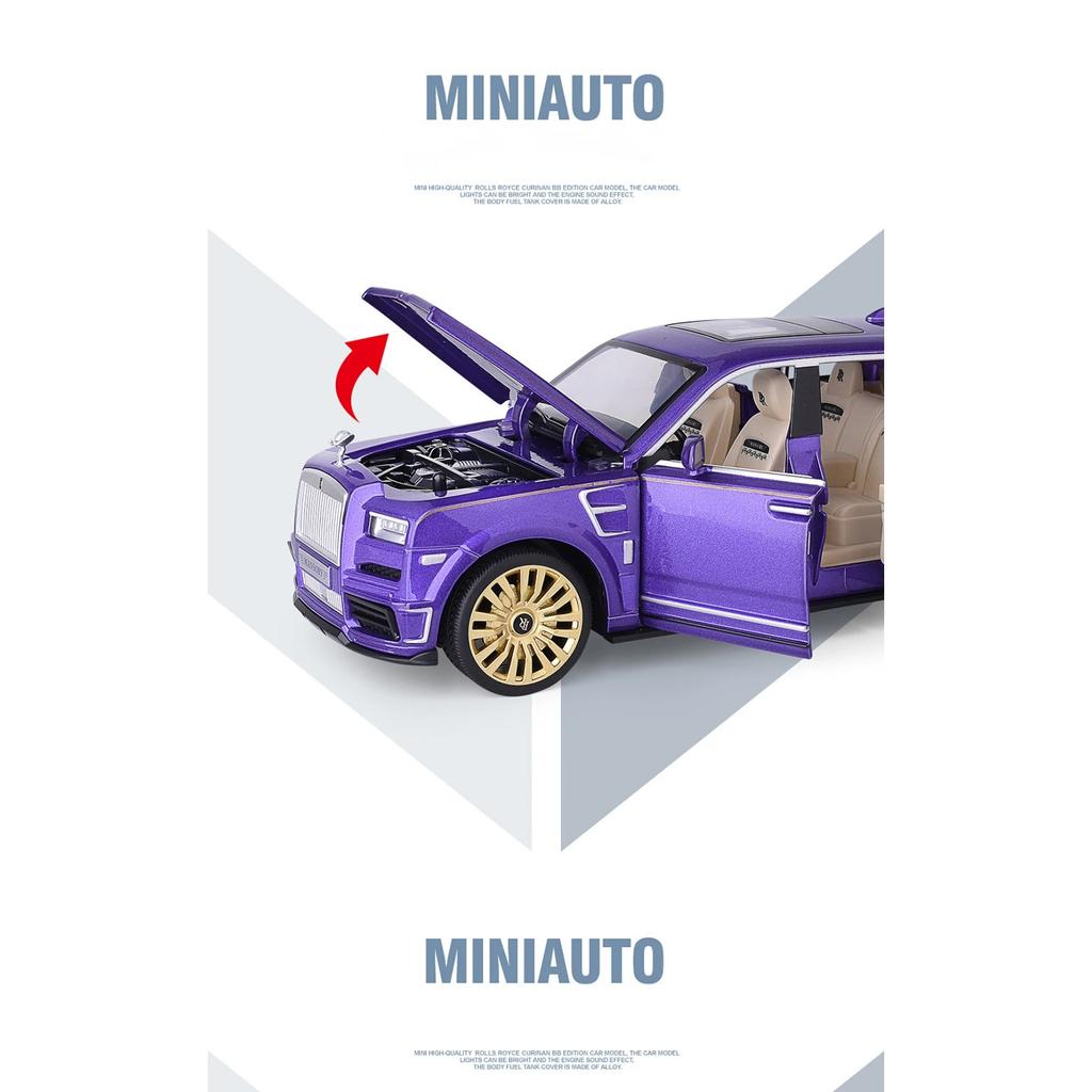 1/24 Rolls Royce Cullinan Black Badge Alloy Model Car Toy Diecasts Metal Casting Sound and Light Car Toys Vehicle