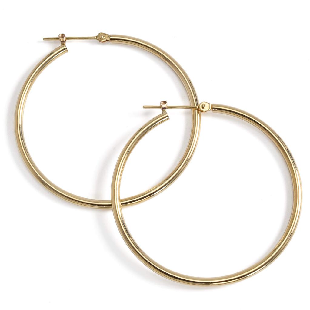 K18 Gold Hoop Earrings 40mm 2mm Width 1 Pair [Speranza] Women's