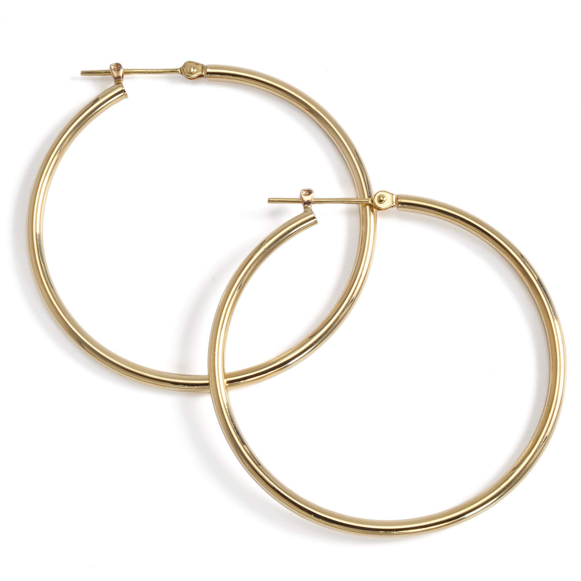 

K18 Gold Hoop Earrings 40mm 2mm Width 1 Pair [Speranza] Women s золотий