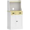 Microwave Cabinet, Open Space, 1 Drawer, 2-Door Cupboard, 61 x 35 x 125.4 cm, Oak