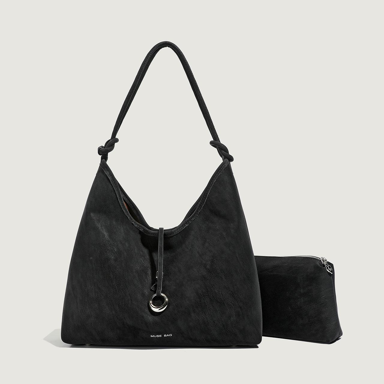 

Single Shoulder Bag, Simple and Relaxed Bag, Large Capacity Commuting Bag, Fashionable Mother and Child Bag, Versatile Retro Tote Bag чорний
