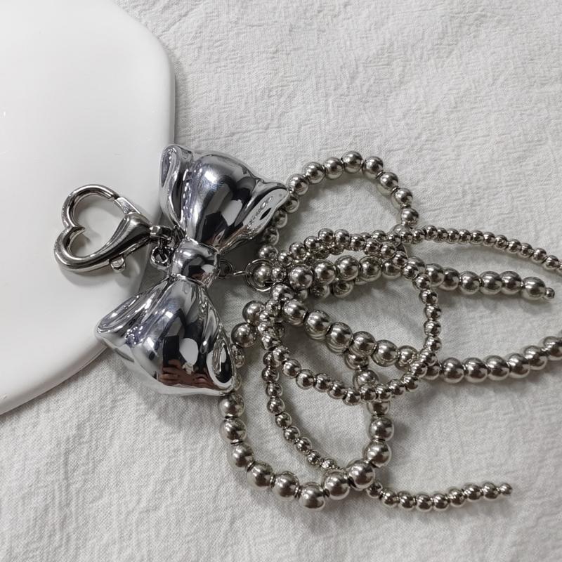Imitation Pearl Bowknot Keychain Pendant Women Backpack Handbag Charm Lovely Heart Hanging Decoration Bag Phone Pendant