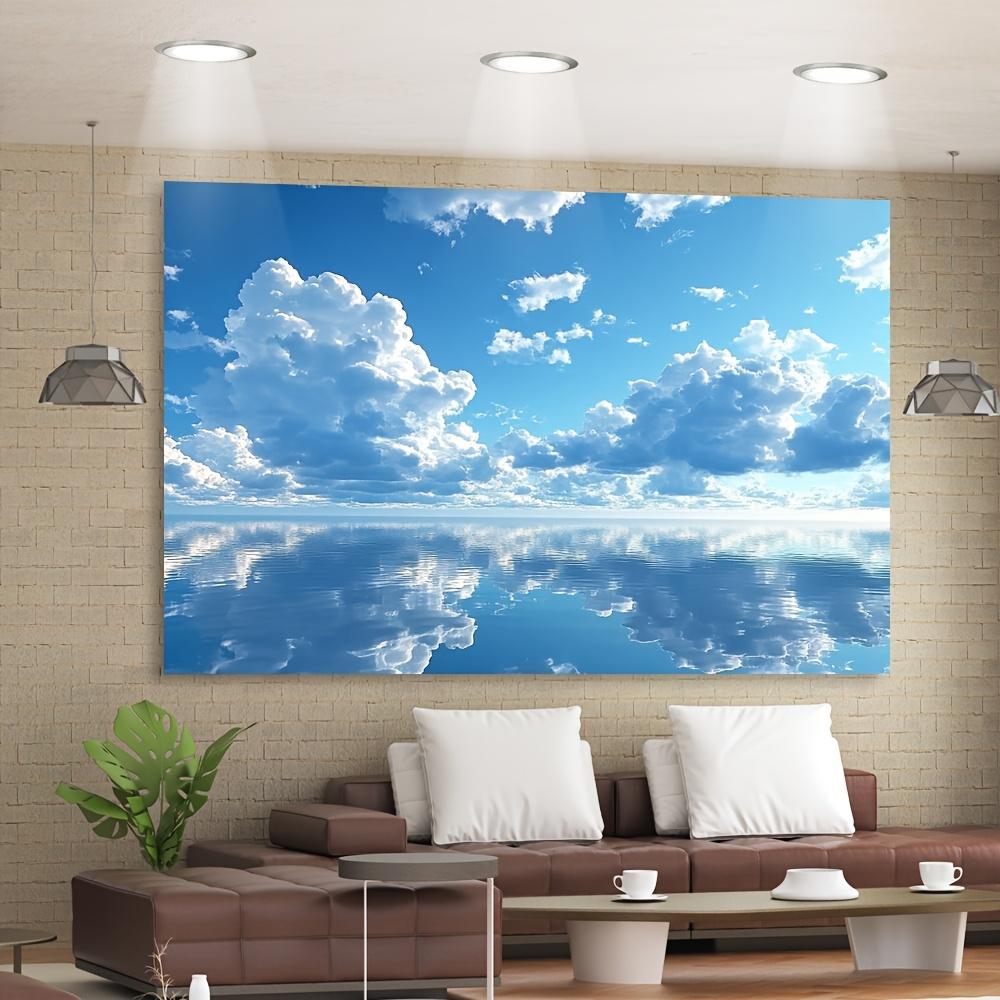 VIKAMA Blue Sky Clouds Tapestry Lake Reflection Nature Wall Hanging Calming Aesthetic Decor for Living Room Dorm 74x94cm(29x37in)